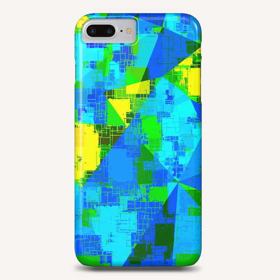 geometric triangle pattern abstract in blue yellow green Phone Case by Timmy333