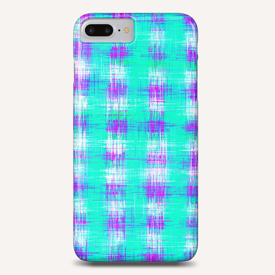 plaid pattern graffiti painting abstract in blue green and pink Phone Case by Timmy333