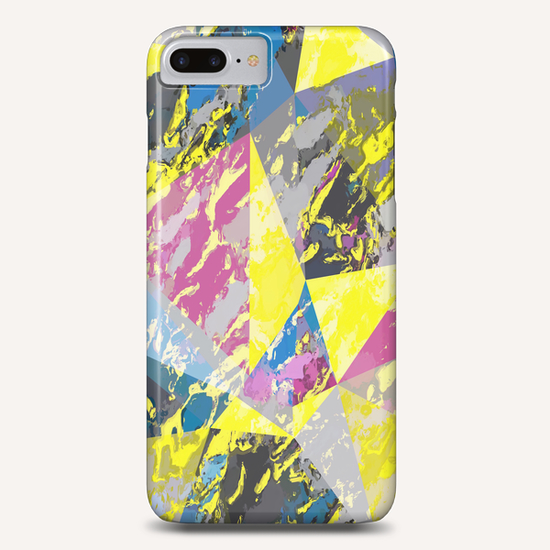 psychedelic geometric triangle pattern abstract with painting abstract background in pink blue yellow Phone Case by Timmy333