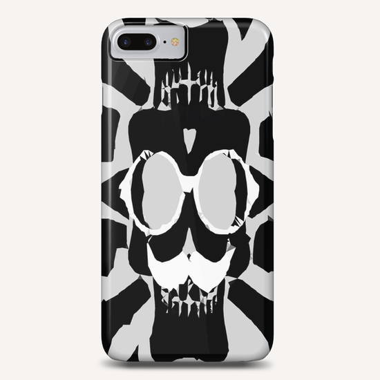 old funny skull with glasses art portrait in black and white Phone Case by Timmy333