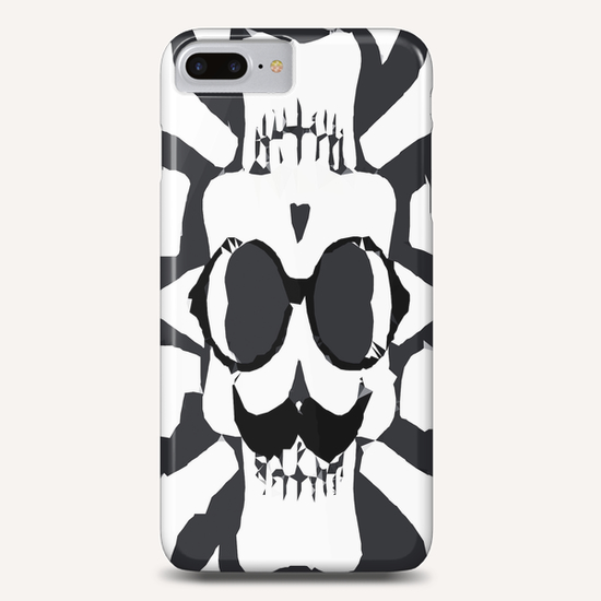 old funny skull and bone art portrait in black and white Phone Case by Timmy333