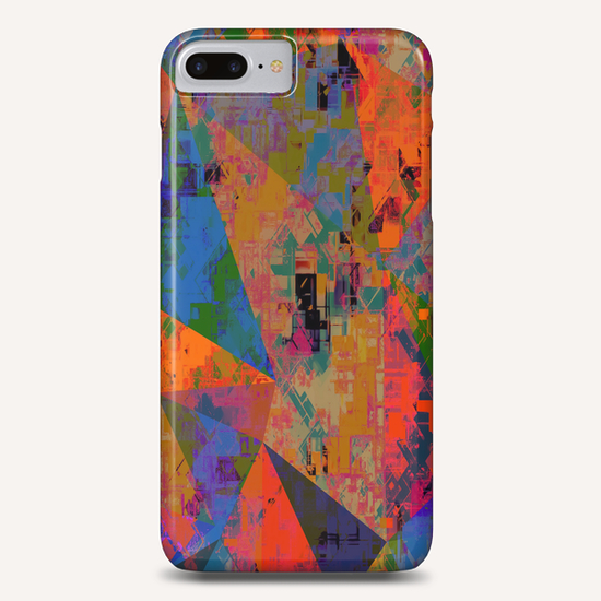 psychedelic geometric triangle pattern abstract with painting abstract background in orange and blue Phone Case by Timmy333