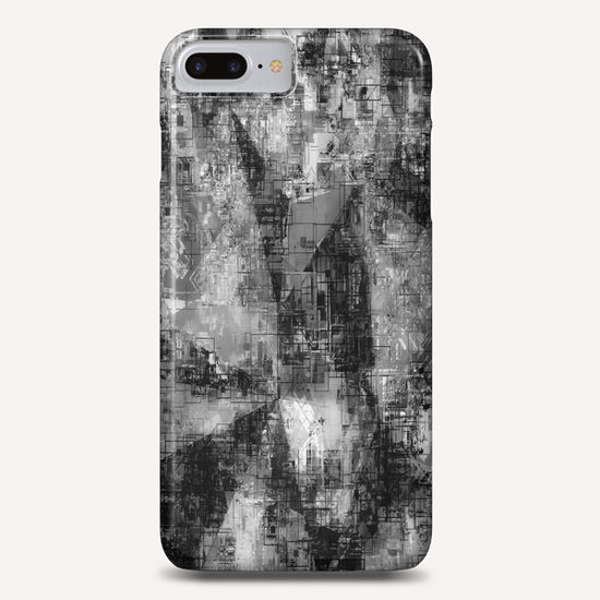 psychedelic geometric triangle pattern abstract background in black and white Phone Case by Timmy333