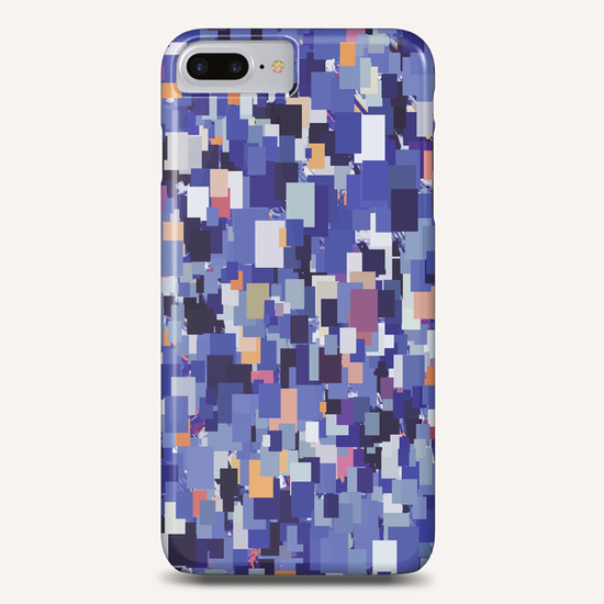 vintage psychedelic geometric square pixel pattern abstract in blue purple brown Phone Case by Timmy333