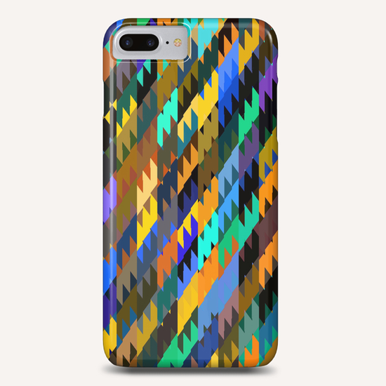 vintage geometric triangle polygon pattern abstract background in orange brown green blue Phone Case by Timmy333