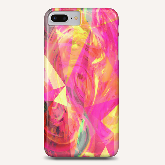 psychedelic geometric triangle polygon pattern abstract in pink and yellow Phone Case by Timmy333