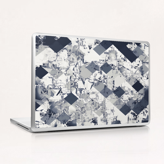 geometric square pixel pattern abstract in black and white  Laptop & iPad Skin by Timmy333