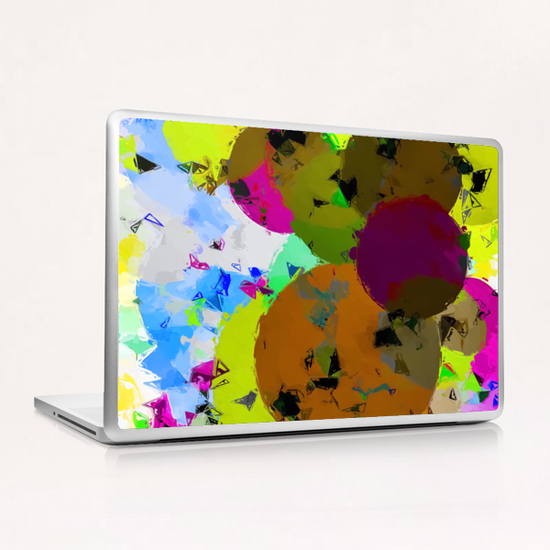 geometric circle pattern abstract in yellow brown pink green Laptop & iPad Skin by Timmy333