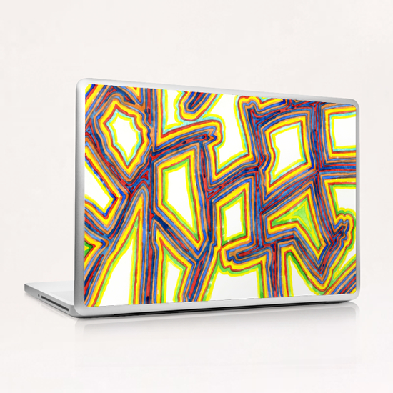 Outlined Fancy White Shapes Pattern  Laptop & iPad Skin by Heidi Capitaine