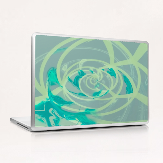 spiral line pattern painting texture abstract in blue green Laptop & iPad Skin by Timmy333