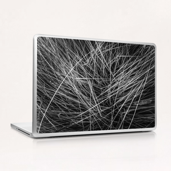 silky grass texture abstract in black and white Laptop & iPad Skin by Timmy333