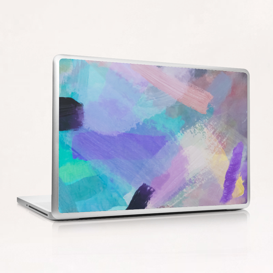 brush painting texture abstract background in blue pink purple Laptop & iPad Skin by Timmy333