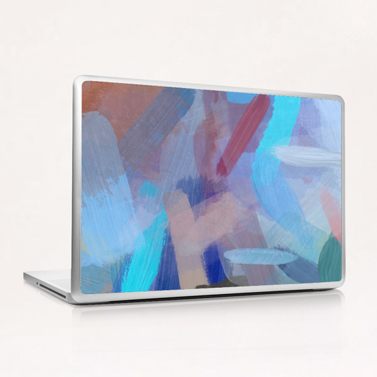 brush painting texture abstract background in blue brown Laptop & iPad Skin by Timmy333