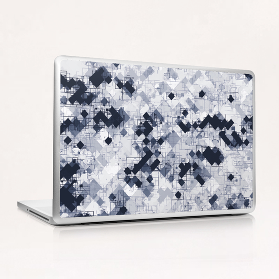 geometric pixel pattern abstract in black and white Laptop & iPad Skin by Timmy333