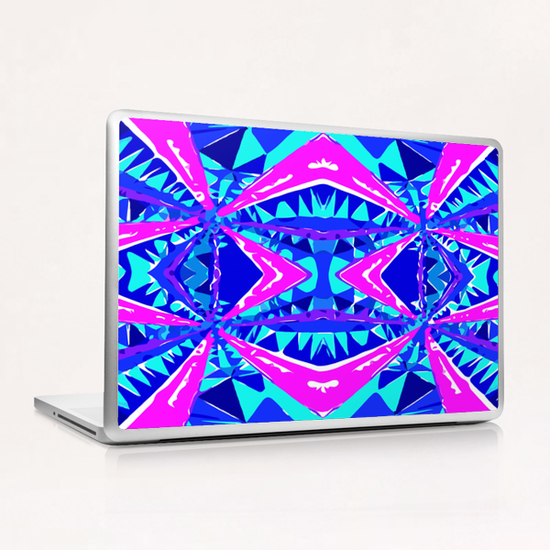 psychedelic geometric abstract pattern background in blue pink purple Laptop & iPad Skin by Timmy333