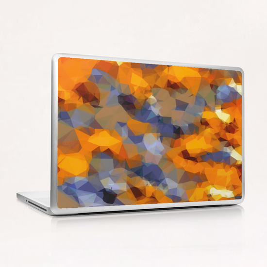 psychedelic geometric polygon abstract pattern in orange brown blue Laptop & iPad Skin by Timmy333