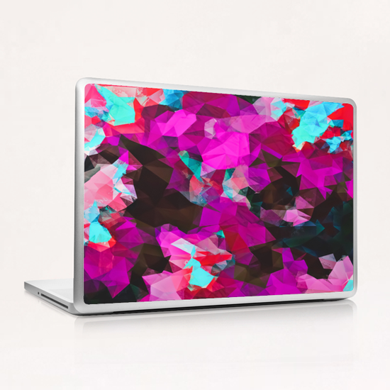 psychedelic geometric polygon abstract pattern in purple pink blue Laptop & iPad Skin by Timmy333