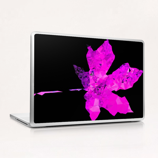 pink geometric polygon maple leaf abstract pattern with black background Laptop & iPad Skin by Timmy333