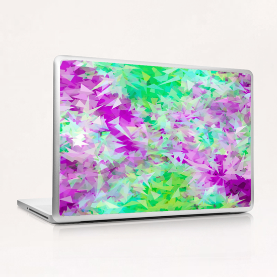 psychedelic geometric triangle abstract pattern in purple and green Laptop & iPad Skin by Timmy333