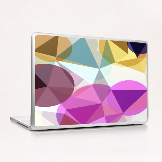 geometric triangle and circle pattern abstract in pink blue yellow Laptop & iPad Skin by Timmy333