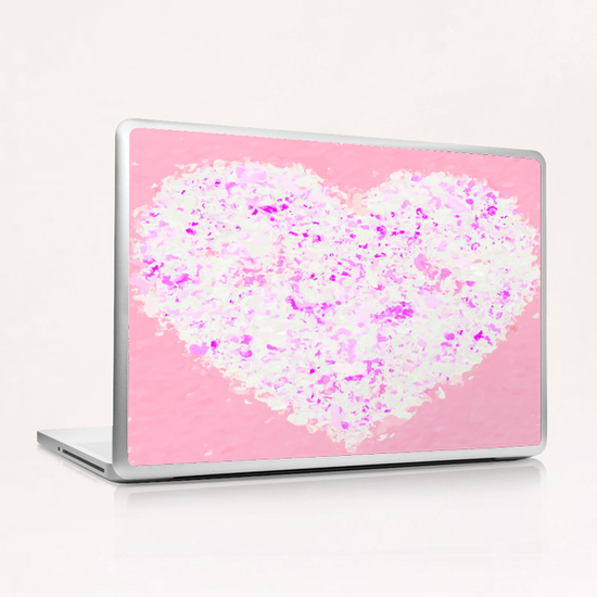 white and pink heart shape with pink background Laptop & iPad Skin by Timmy333