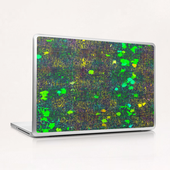 psychedelic abstract art texture background in green yellow black Laptop & iPad Skin by Timmy333