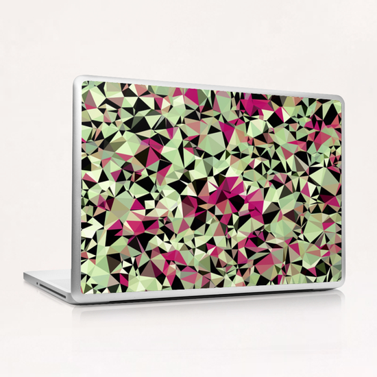 geometric triangle pattern abstract in green pink black Laptop & iPad Skin by Timmy333