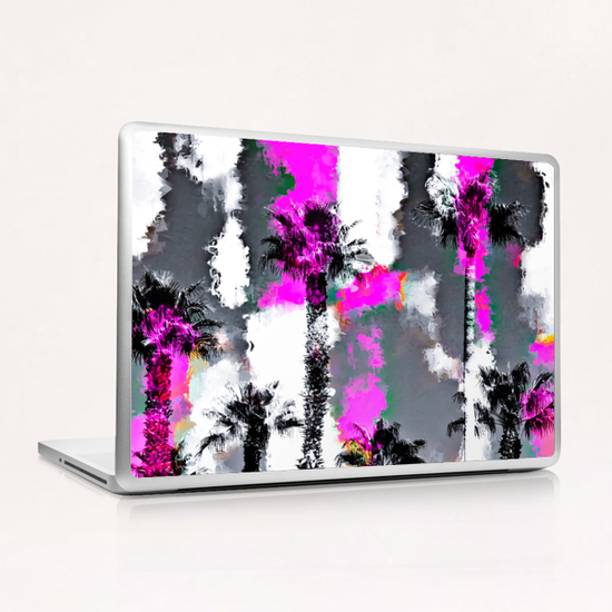 palm tree with splash painting texture abstract background in pink and black Laptop & iPad Skin by Timmy333