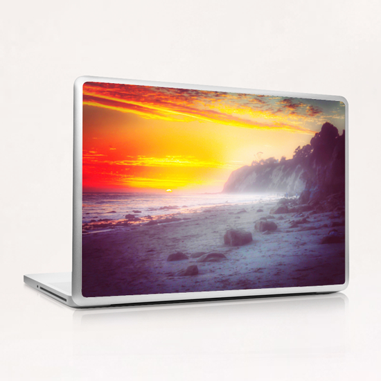 California summer beach sunset with beautiful cloudy sky Laptop & iPad Skin by Timmy333