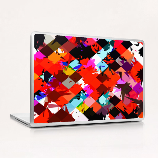 geometric square pixel pattern abstract in red blue pink Laptop & iPad Skin by Timmy333