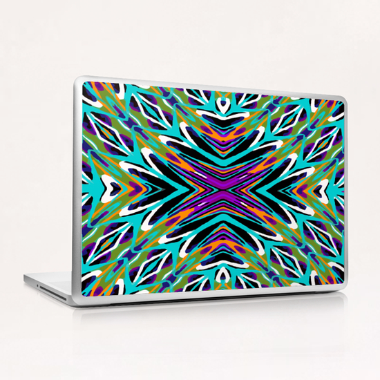 psychedelic geometric graffiti abstract pattern in green blue purple orange Laptop & iPad Skin by Timmy333