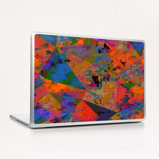 psychedelic geometric triangle pattern abstract with painting abstract background in orange and blue Laptop & iPad Skin by Timmy333