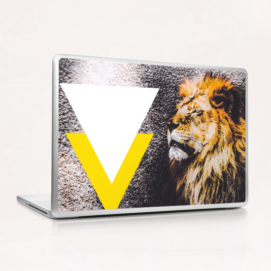 lion with white and yellow triangle  Laptop & iPad Skin by Timmy333