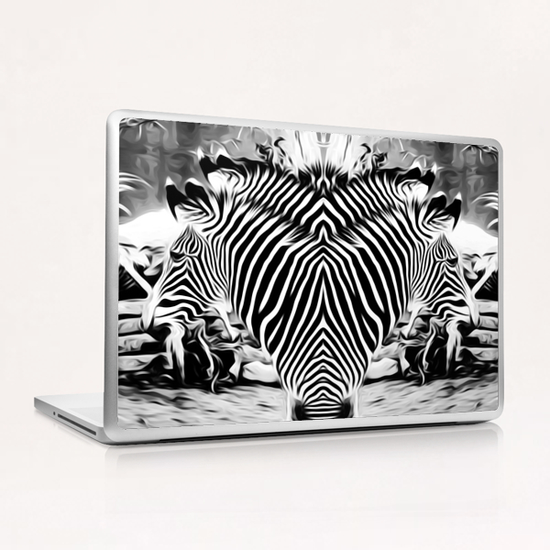 drawing and painting zebras in black and white Laptop & iPad Skin by Timmy333