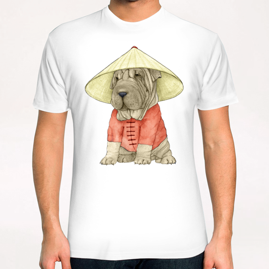 Shar Pei With The Great Wall T-Shirt by Barruf